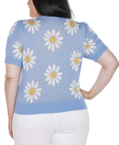 Belldini Women's Daisy Jacquard V-neck Cardigan Sweater In Multi