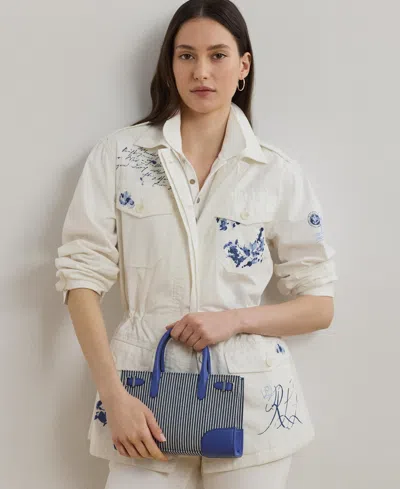 Ralph Lauren Devyn Small Striped Canvas Tote Bag