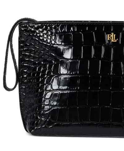 Ralph Lauren Crocodile-embossed Leather Zipper Pouch