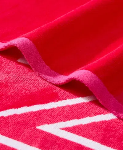 Nautica Logo Stripe Jacquard Beach Towel Set, 68" X 36" In Red