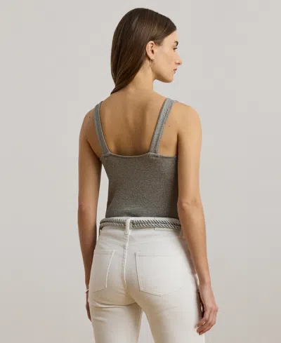 Ralph Lauren Women's Ring-trim Metallic Sweater Tank Top In Gray