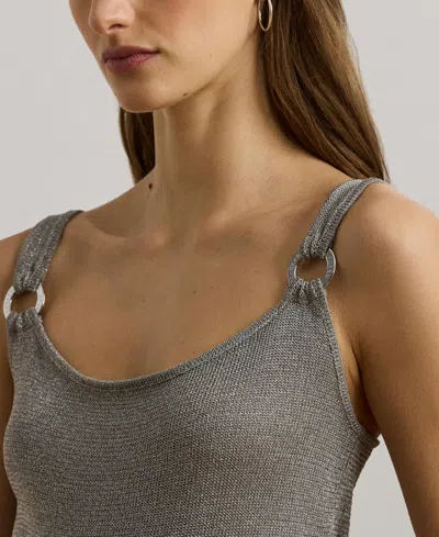 Ralph Lauren Women's Ring-trim Metallic Sweater Tank Top In Gray