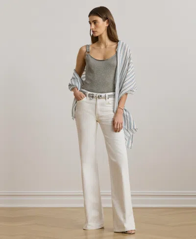 Ralph Lauren Women's Ring-trim Metallic Sweater Tank Top In Gray