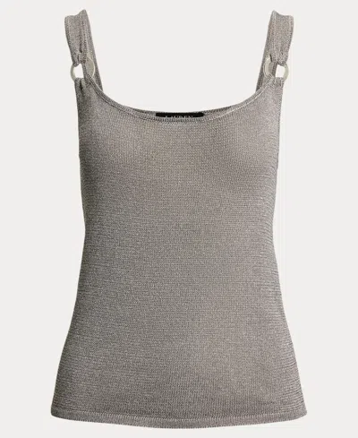 Ralph Lauren Women's Ring-trim Metallic Sweater Tank Top In Gray