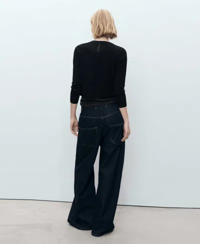 Mango Open Front Cardigan In Black