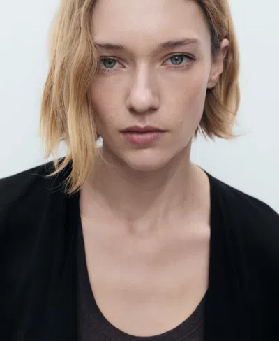 Mango Open Front Cardigan In Black