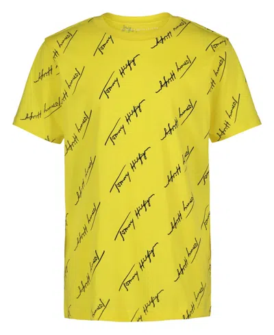 Tommy Hilfiger Big Boys Angled Script Print Short Sleeve T-shirt