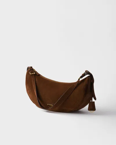 Prada Large Demi-lune Crossbody Bag In Brown