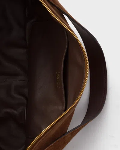 Prada Large Demi-lune Crossbody Bag In Brown