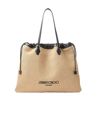 Jimmy Choo Large Raffia Drawstring Tote Bag