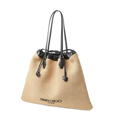Jimmy Choo Large Raffia Drawstring Tote Bag
