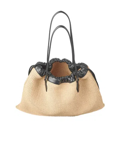Jimmy Choo Large Raffia Drawstring Tote Bag