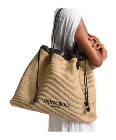 Jimmy Choo Large Raffia Drawstring Tote Bag