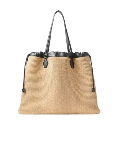 Jimmy Choo Large Raffia Drawstring Tote Bag