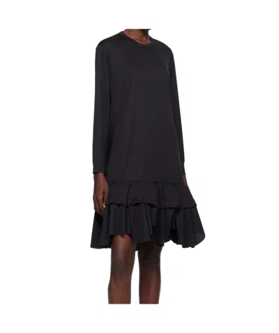 Comme Des Garçons Ruffled Midi Dress In Black