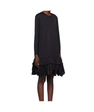 Comme Des Garçons Ruffled Midi Dress In Black