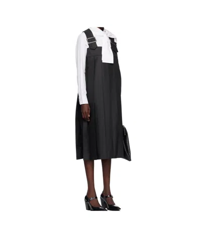 Comme Des Garçons Black Polyester Gabardine Midi Dress In Black