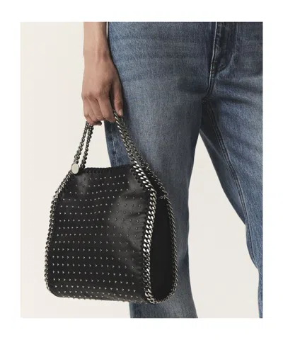 Stella Mccartney Falabella Studded Chain-trim Vegan Leather Tote Bag In Metallic