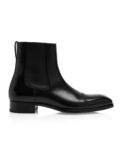 Tom Ford Edgar Polished Leather Chelsea Boots In Black