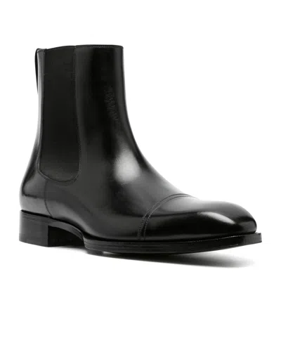 Tom Ford Edgar Polished Leather Chelsea Boots In Black