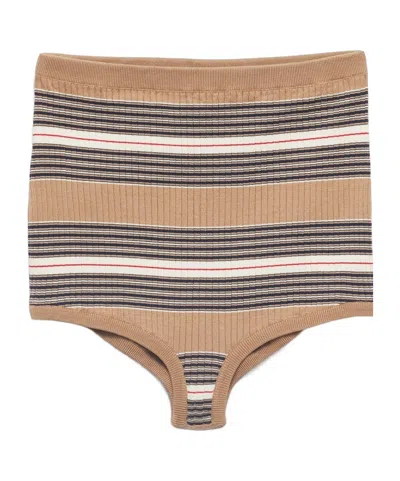 Prada Striped Ribbed Mini Shorts