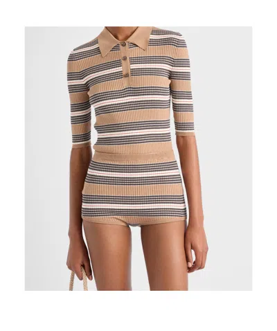 Prada Striped Ribbed Mini Shorts