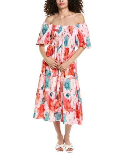 Colette Rose Tiered Midi Dress In Multi