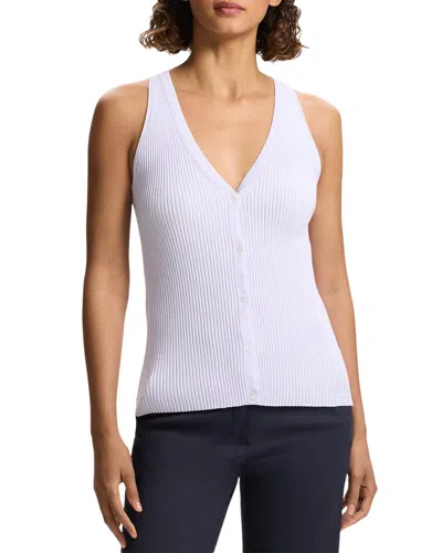 Theory Slim Rib Sweater Vest In White