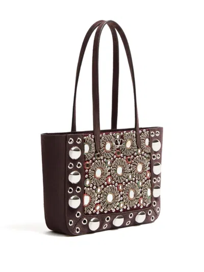 Valentino Nellcote Mirror-embellished Suede Mini Tote Bag