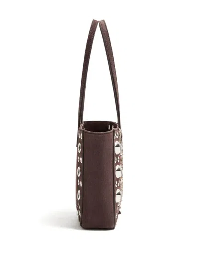 Valentino Nellcote Mirror-embellished Suede Mini Tote Bag