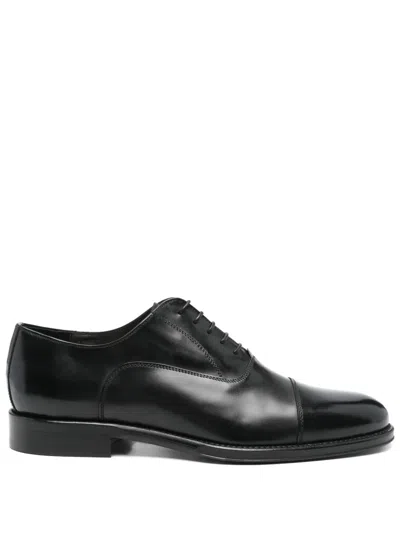 Corneliani Leather Derby Shoes In Black