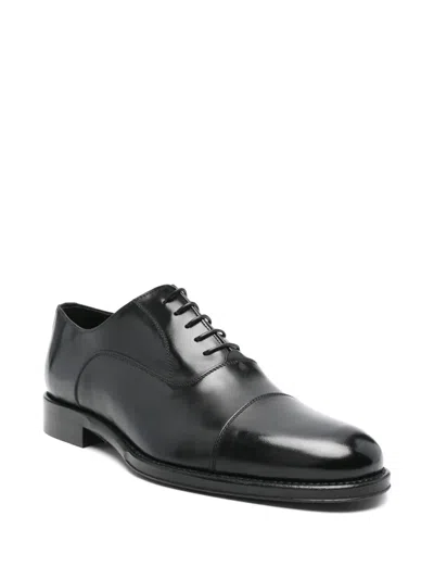 Corneliani Leather Derby Shoes In Black