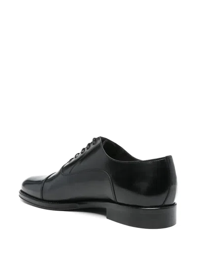 Corneliani Leather Derby Shoes In Black