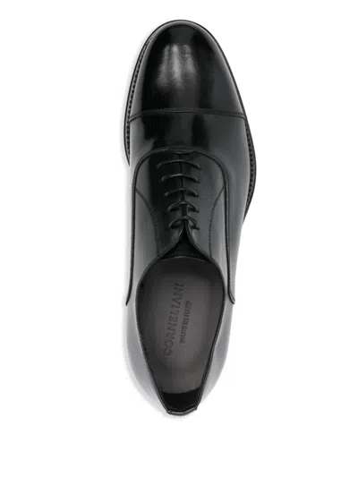 Corneliani Leather Derby Shoes In Black