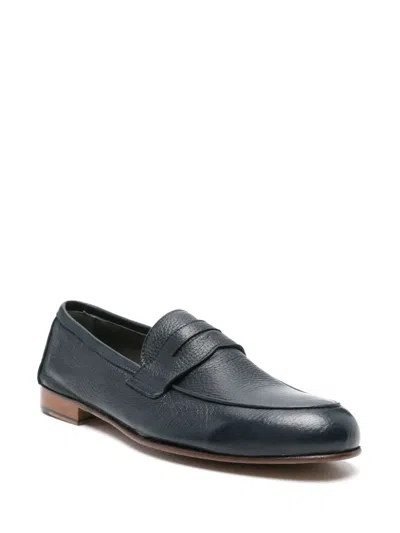 Corneliani Grained Leather Loafers In Brown