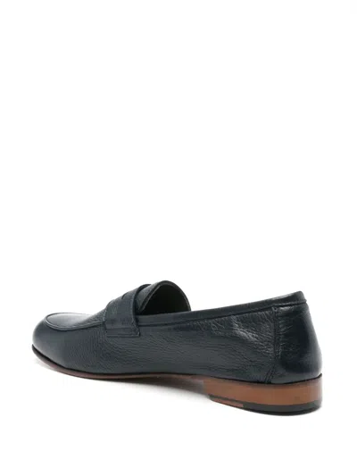 Corneliani Grained Leather Loafers In Brown