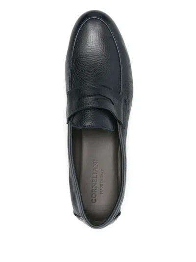 Corneliani Grained Leather Loafers In Brown
