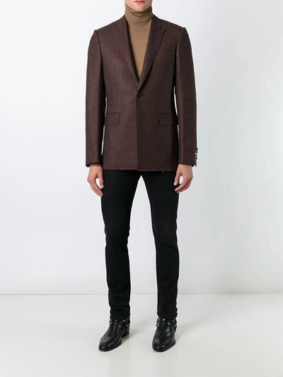 Shop Givenchy Patterned Button Front Blazer In Brown