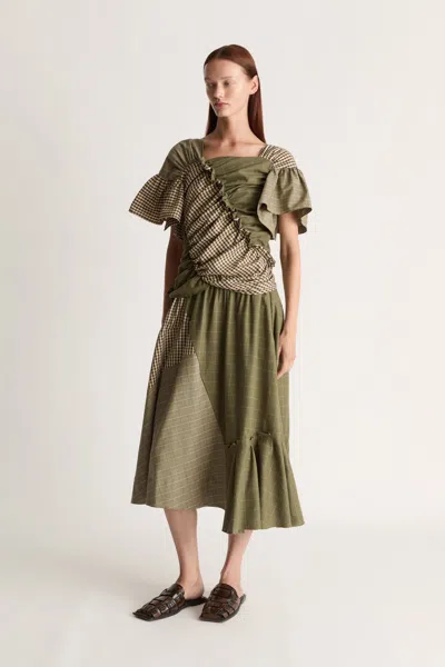 Lee Mathews Checked-pattern Midi Skirt