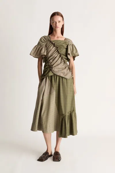 Lee Mathews Checked-pattern Midi Skirt