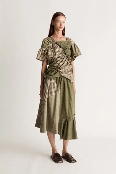 Lee Mathews Checked-pattern Midi Skirt