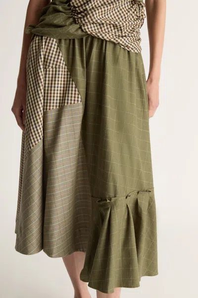 Lee Mathews Checked-pattern Midi Skirt