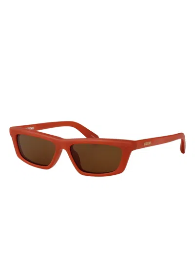 Jacquemus Rectangle-frame Sunglasses In Red
