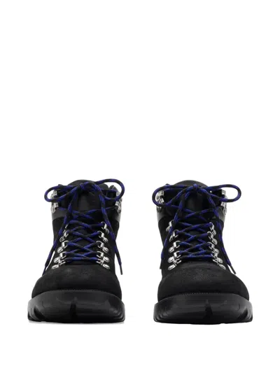 Burberry Suede Ankle Boots Padded Collar In Black