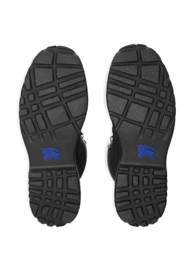 Burberry Suede Ankle Boots Padded Collar In Black