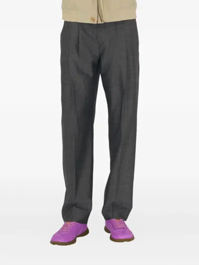 Burberry Wool Tailored Trousers In Gray