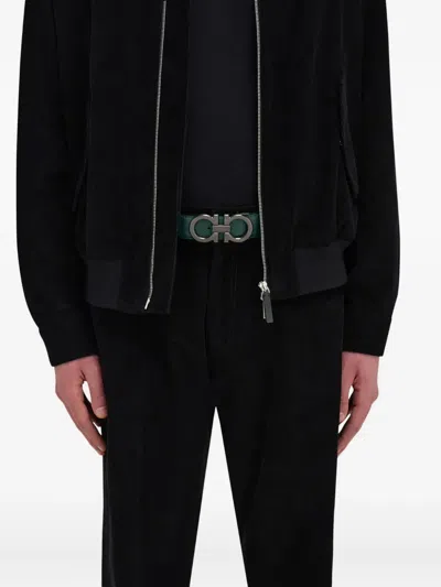 Ferragamo Reversible And Adjustable Gancini Belt In Green