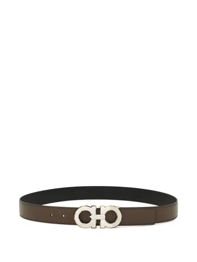 Ferragamo Reversible Leather Belt In Brown