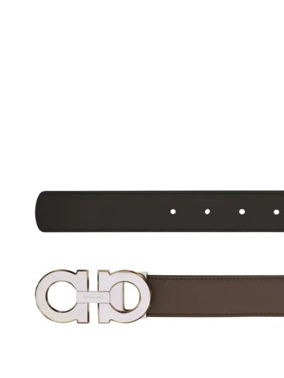 Ferragamo Reversible Leather Belt In Brown