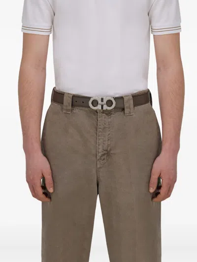 Ferragamo Reversible Leather Belt In Brown